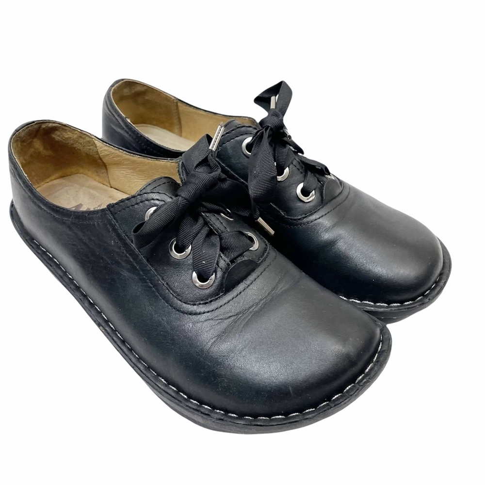 ALEGRIA ABBI BLACK LACE-UP OXFORDS LEATHER SHOE